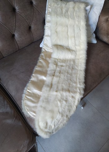 Kadın Beyaz Uzun gerçek vızon vintage etol - Görsel 3