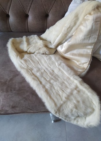 Kadın Beyaz Uzun gerçek vızon vintage etol - Görsel 2