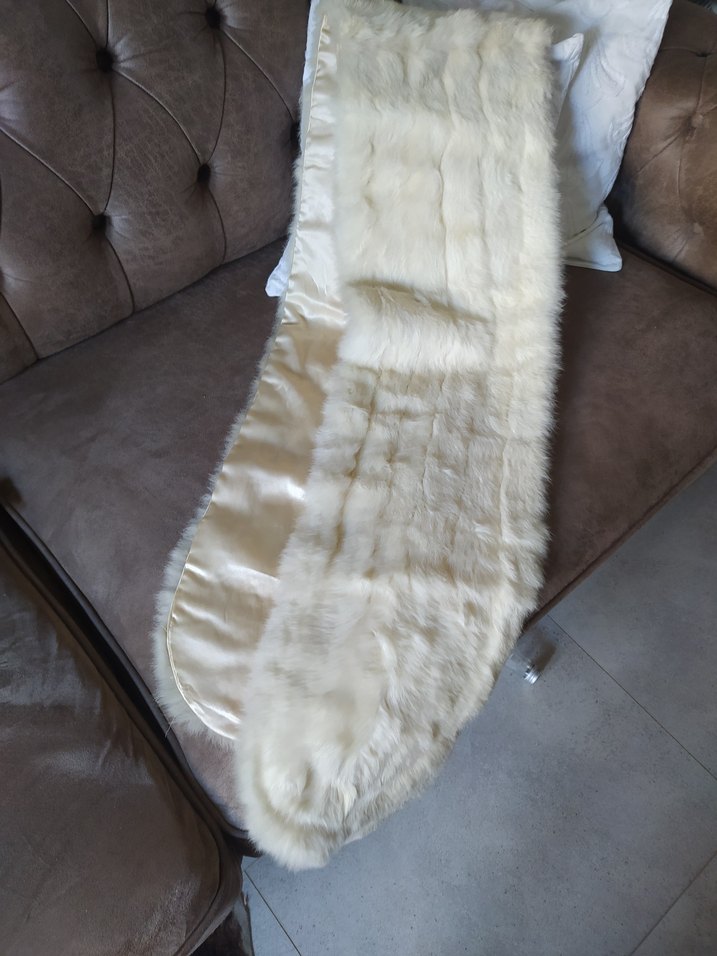 Kadın Beyaz Uzun gerçek vızon vintage etol - Görsel 3