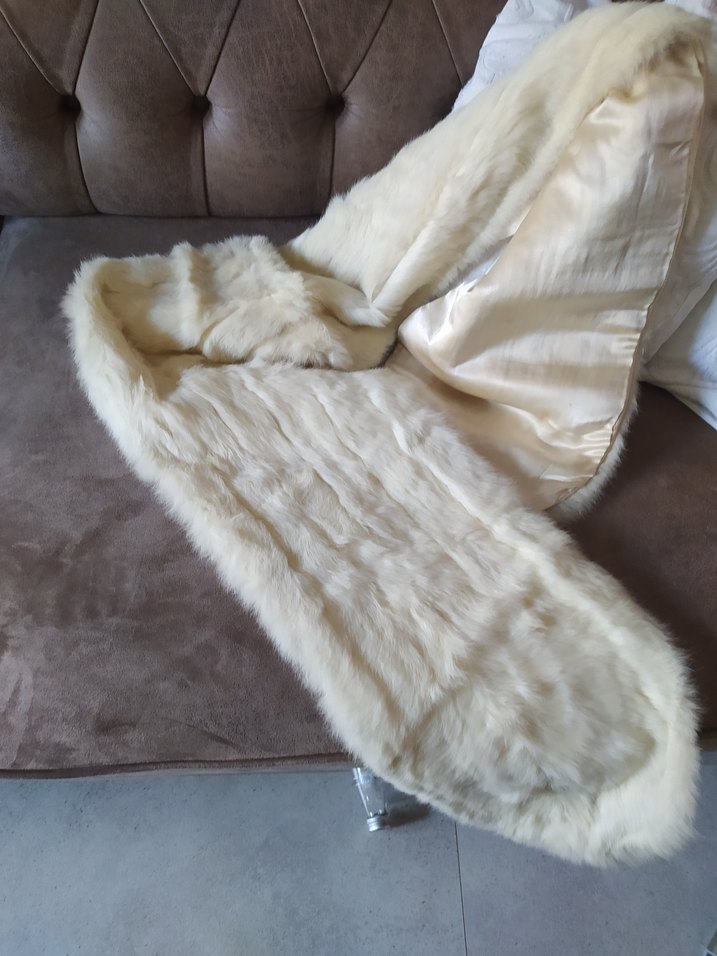 Kadın Beyaz Uzun gerçek vızon vintage etol - Görsel 2