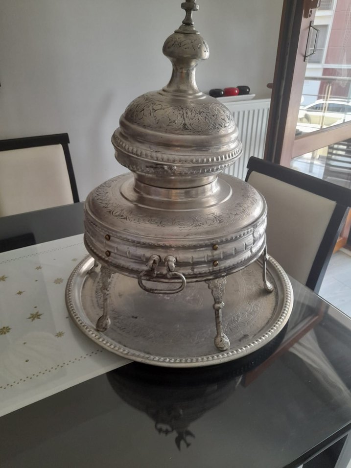 Parlak Beyaz Geleneksel Bakır mangal - Görsel 2