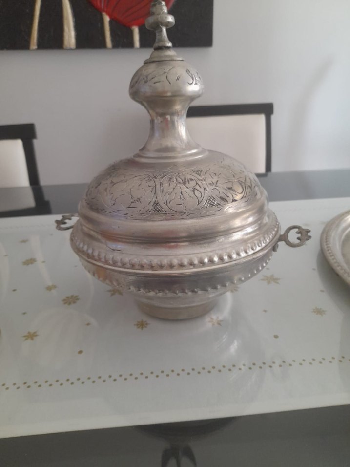 Parlak Beyaz Geleneksel Bakır mangal - Görsel 4