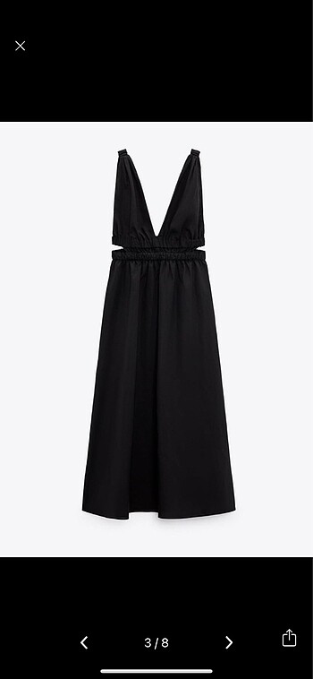 s Beden Zara Cut Out Detaylı Keten Elbise