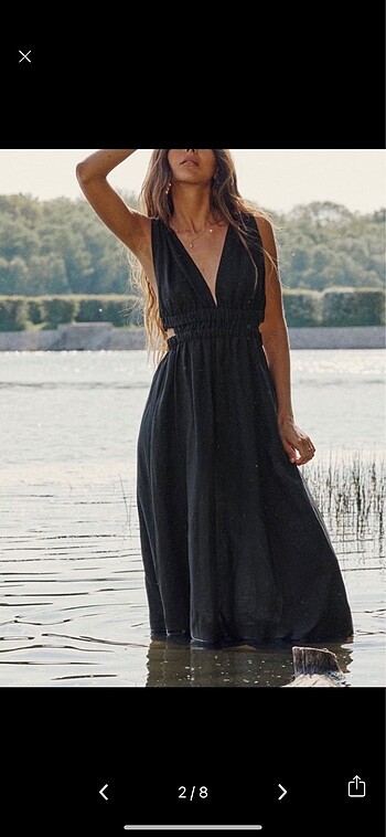 Zara Zara Cut Out Detaylı Keten Elbise