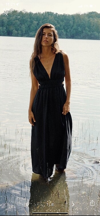 Zara Cut Out Detaylı Keten Elbise
