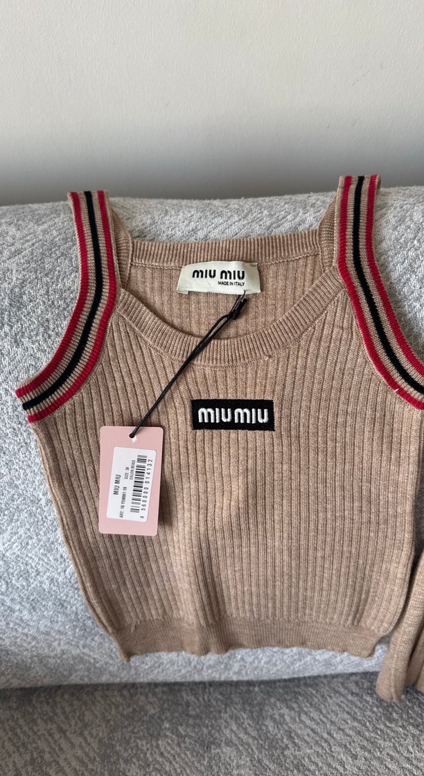 Miu Miu Bej Kısa Triko Elbise - Görsel 2