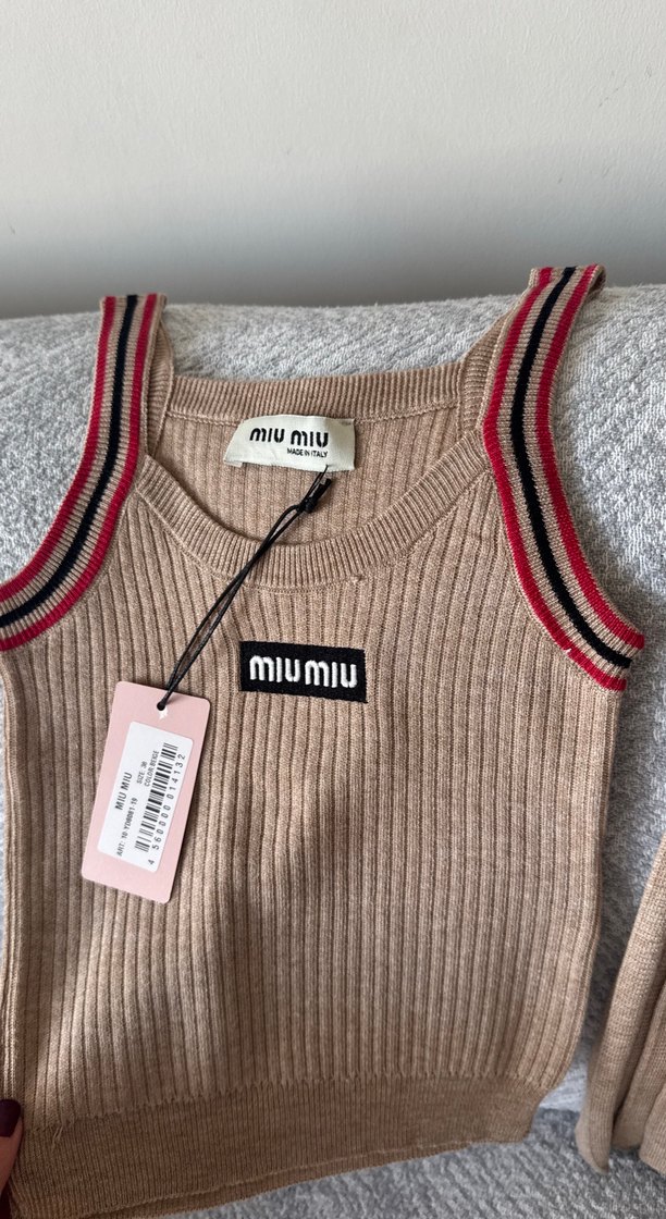 Miu Miu Bej Kısa Triko Elbise - Görsel 4