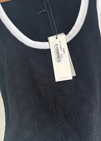 Siyah Beyaz Örme Atlet - Görsel 4