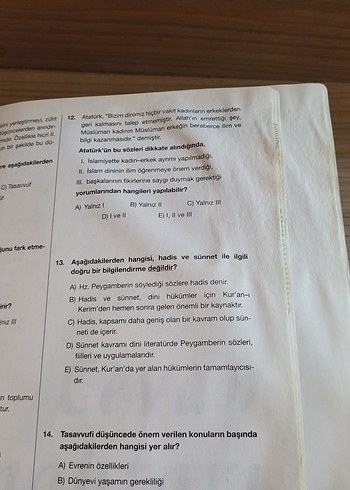 Sınav Hazırlık Test Kitabı Sayfası