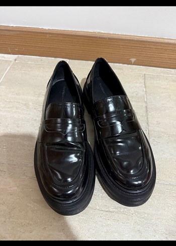 Kadın Siyah Tokalı Platform Topuklu Loafer