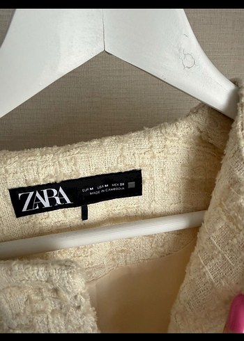 Zara Düğmeli Mini Beyaz Pamuk Ceket