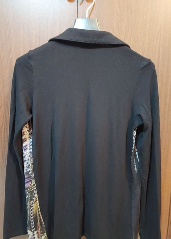 Zincir Detaylı Uzun Kollu Siyah Batik Bluz tolga saraçoğlu - Görsel 3