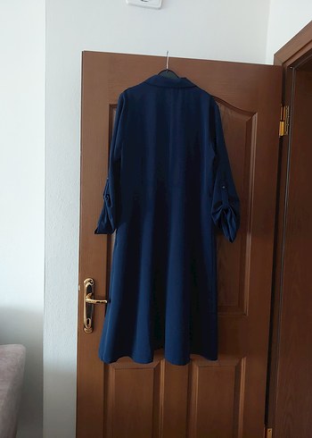 Düğmeli lacivert elbise midi - Görsel 4