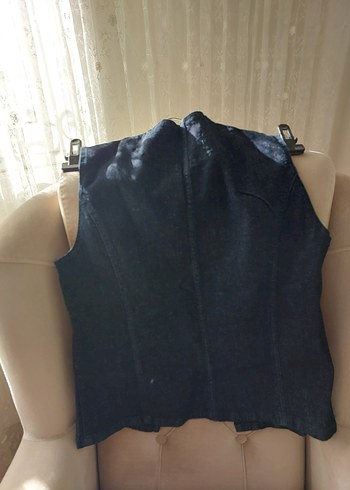 Düğmeli Denim Kadın Yelek - Görsel 2