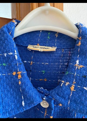 Düğmeli Mavi Kadın Ceket - Görsel 2