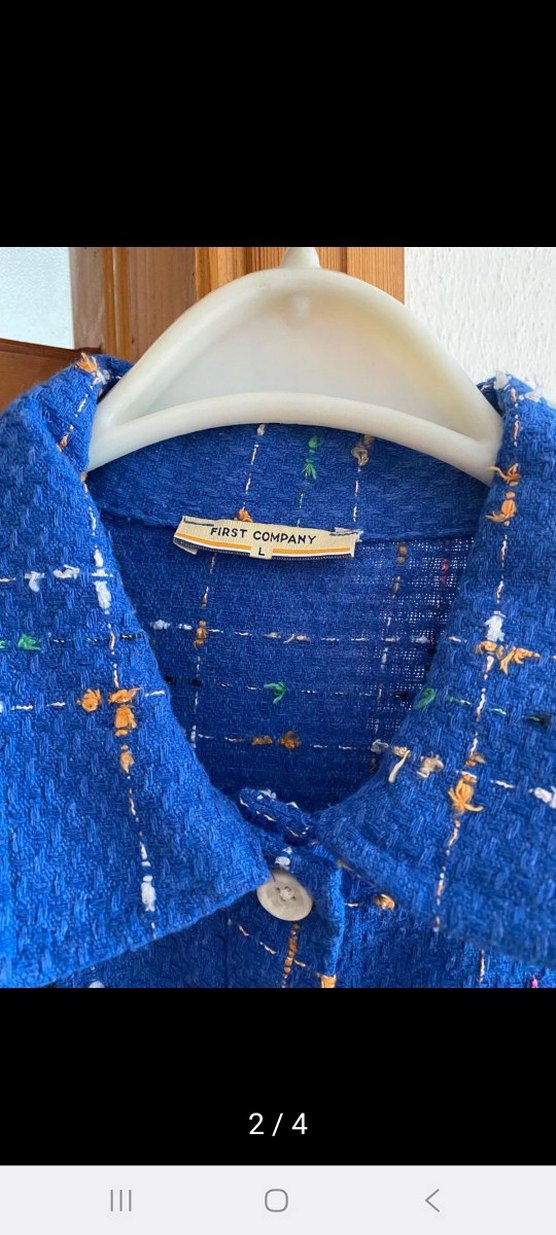 Düğmeli Mavi Kadın Ceket - Görsel 2