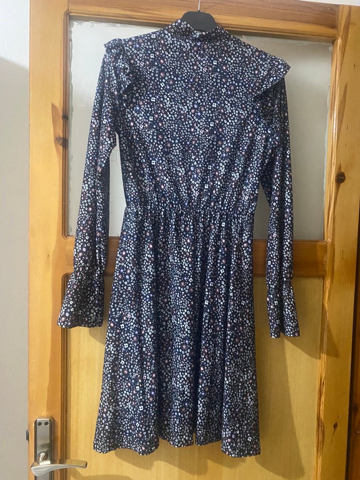 Fırfırlı Midi Lacivert Bohem Elbise - Görsel 2