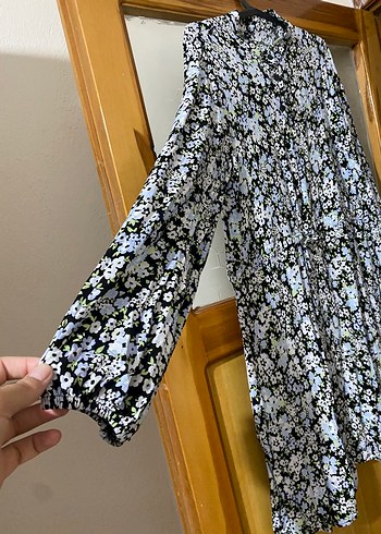 Çiçek Desenli Uzun Kollu Mini Elbise - Görsel 4