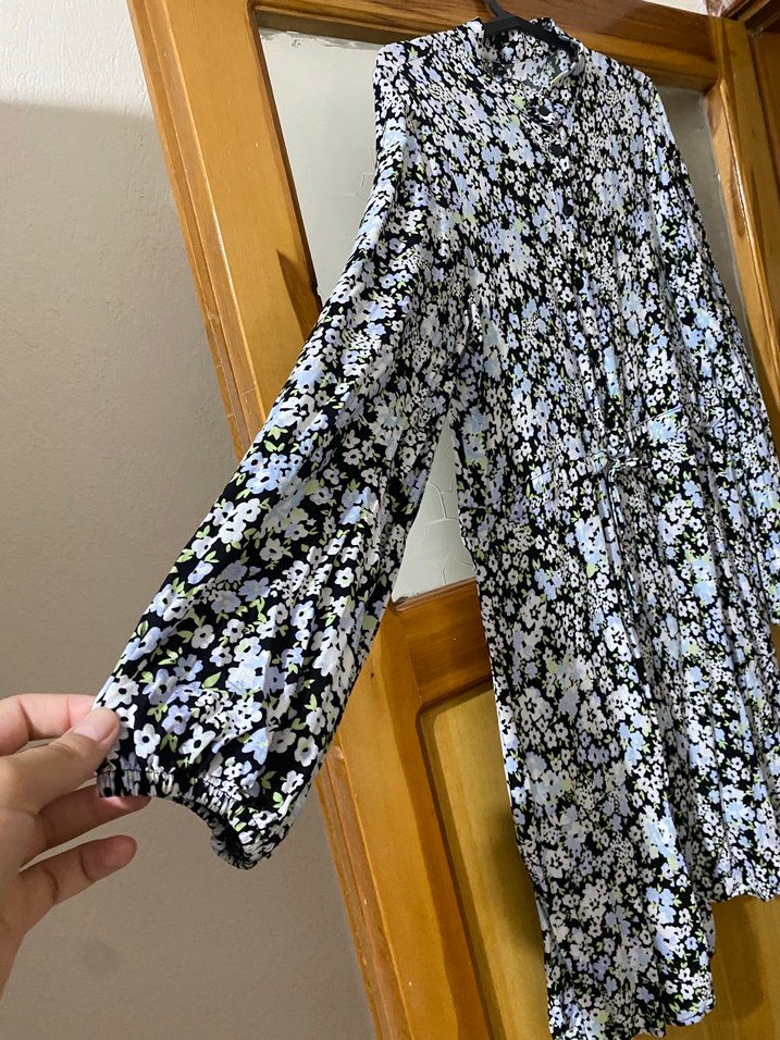 Çiçek Desenli Uzun Kollu Mini Elbise - Görsel 4