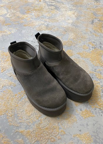 Gri Süet Ugg Kadın Platform Botlar - Görsel 2