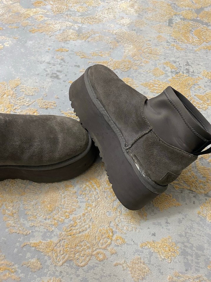 Gri Süet Ugg Kadın Platform Botlar - Görsel 4