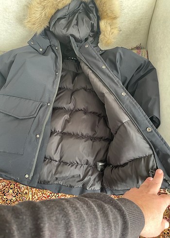 Zara Kürklü Kapüşonlü kuş tüyü çocuk Mont - Görsel 6