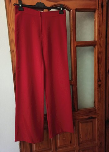 Kırmızı Drapeli Kadın Kumaş Pantolon