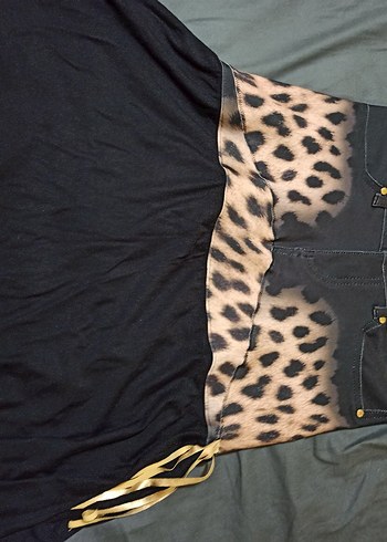 Stefanel Leopar Desenli Siyah Mini Hamile Eteği