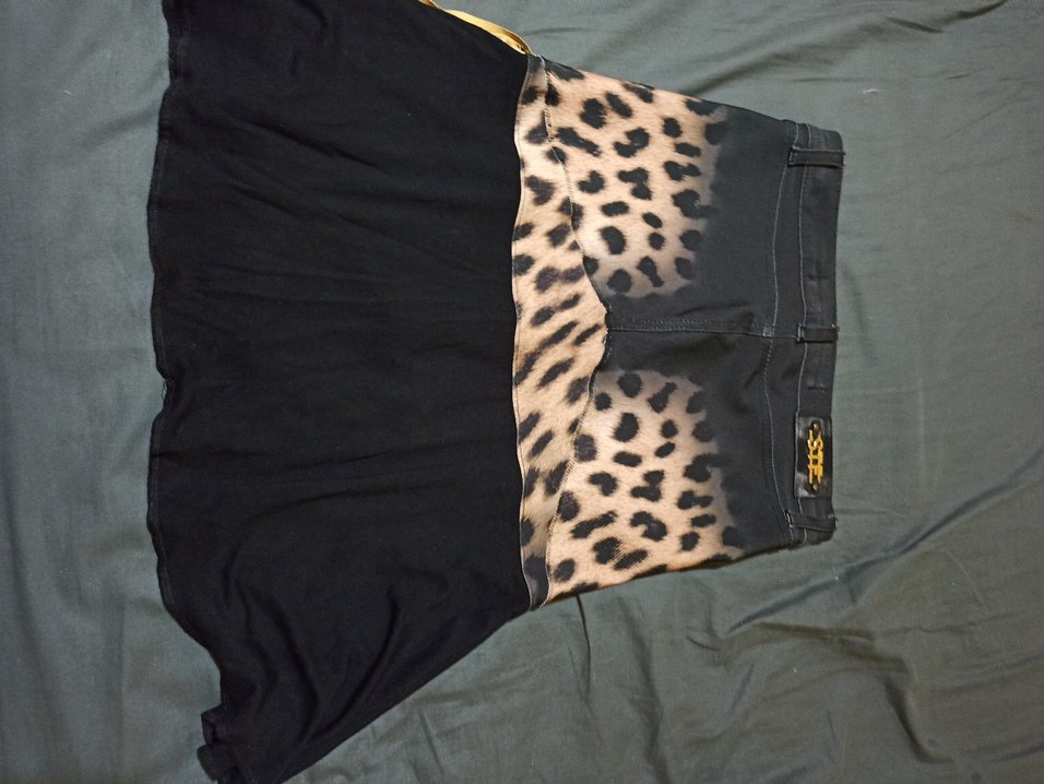 Leopar Desenli Siyah Mini Hamile Eteği - Görsel 3