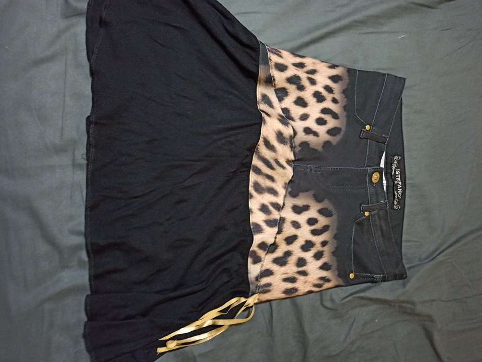 Leopar Desenli Siyah Mini Hamile Eteği - Görsel 2