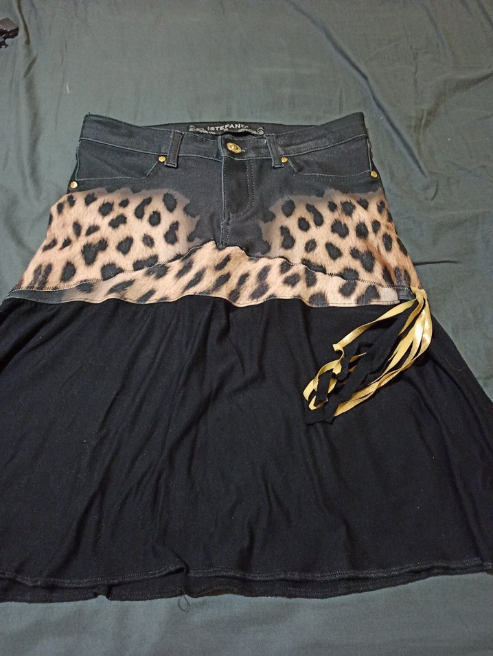 Leopar Desenli Siyah Mini Hamile Eteği - Görsel 4