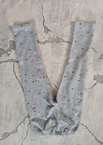 Kız Çocuk Gri Bağcıklı Desenli Tayt - Görsel 2