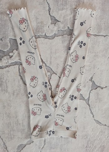 Beyaz Baskılı Kız Tayt Elastik Bel - Görsel 2