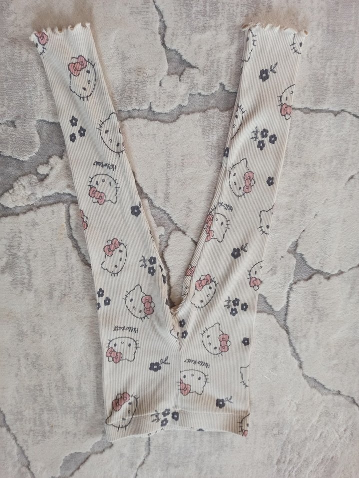 Beyaz Baskılı Kız Tayt Elastik Bel - Görsel 2