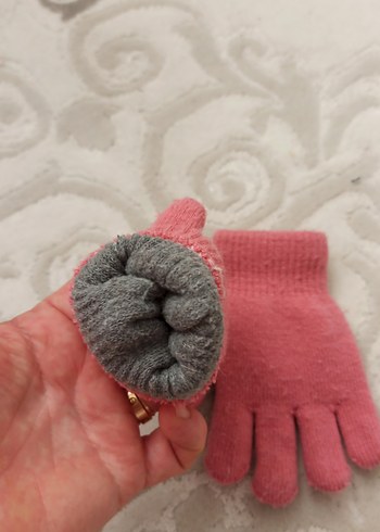 Kız Çocuk Nakışlı Örgü Polar Eldiven - Görsel 3