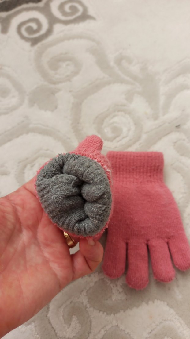 Kız Çocuk Nakışlı Örgü Polar Eldiven - Görsel 3