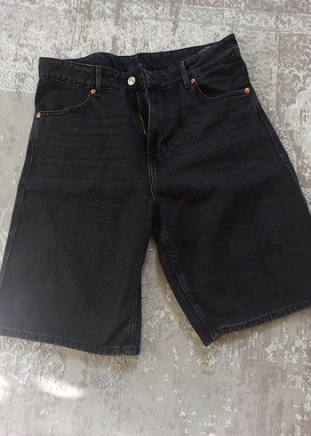 Siyah Kadın Bol Kesim Mini Denim Şort