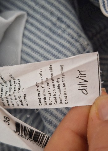 orjinal Dilvin Kadın Gri Çizgili Pilili Denim Pantolon - Görsel 4