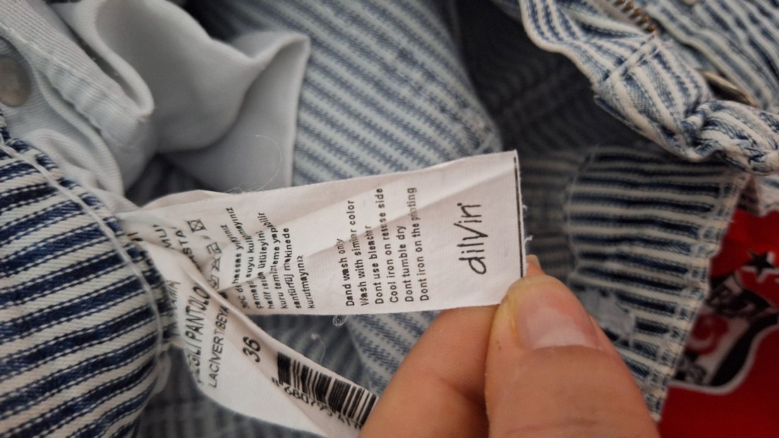 orjinal Dilvin Kadın Gri Çizgili Pilili Denim Pantolon - Görsel 4