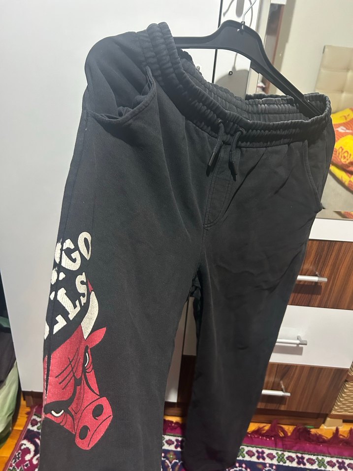 Diz Altı Siyah Baskılı Erkek Eşofman Altı - Görsel 3