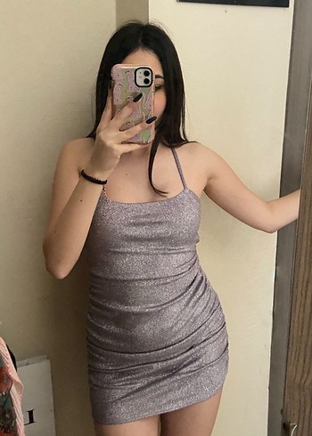 Simli Sırt Dekolteli Mini Elbise - Görsel 3