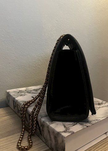 Çizgili Siyah Deri Kadın Çantası - Görsel 2