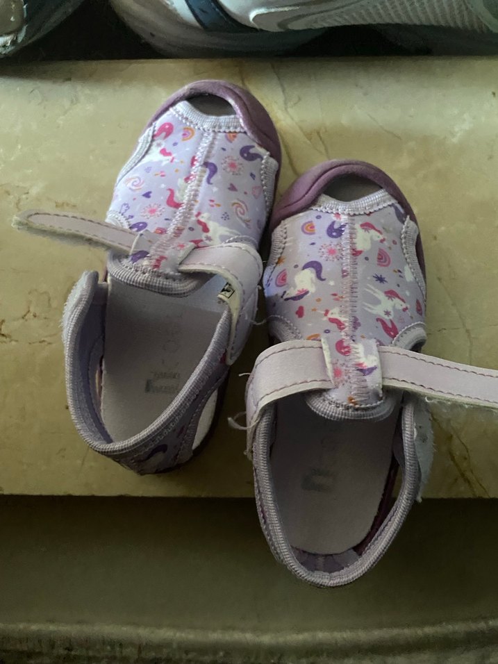 Mor Baskılı Cırt Cırtlı Kız Terlik - Görsel 2