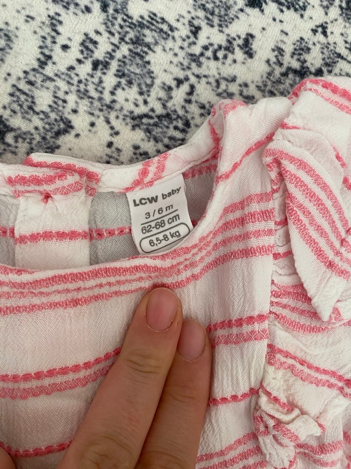 Pembe Fırfırlı Kolsuz Bebek Kız Takımı - Görsel 2