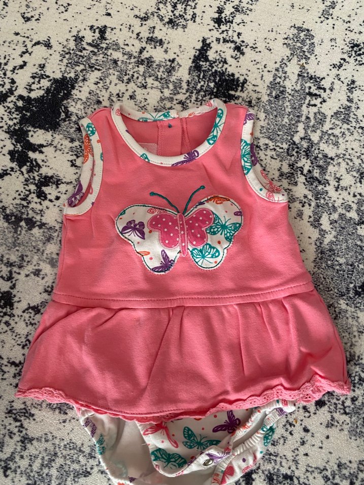 Kız Çocuk Pembe Kelebek Desenli Elbise - Görsel 2