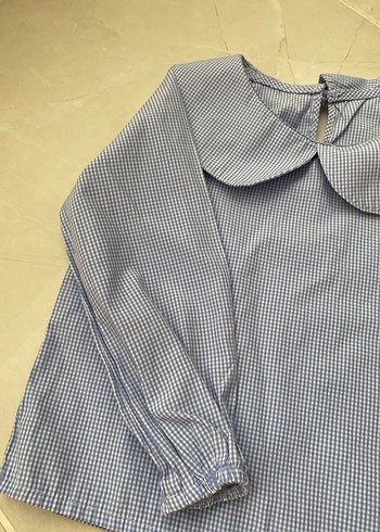 Kız Çocuk Gri Keten Gömlek - Görsel 5