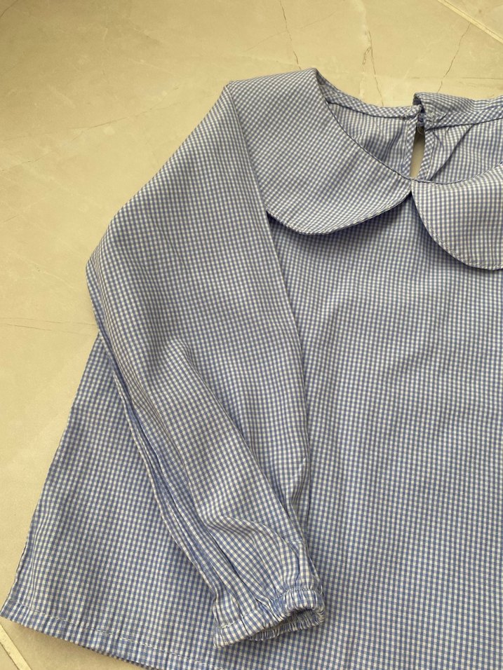 Kız Çocuk Gri Keten Gömlek - Görsel 5