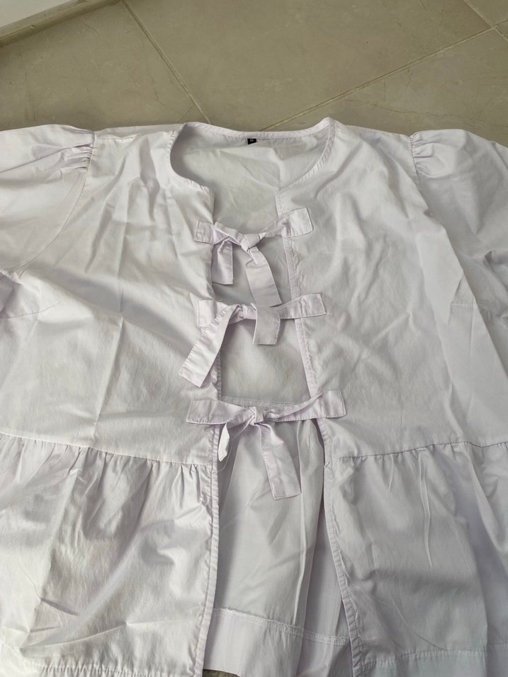 Kadın Keten Mini Beyaz Gömlek - Görsel 2