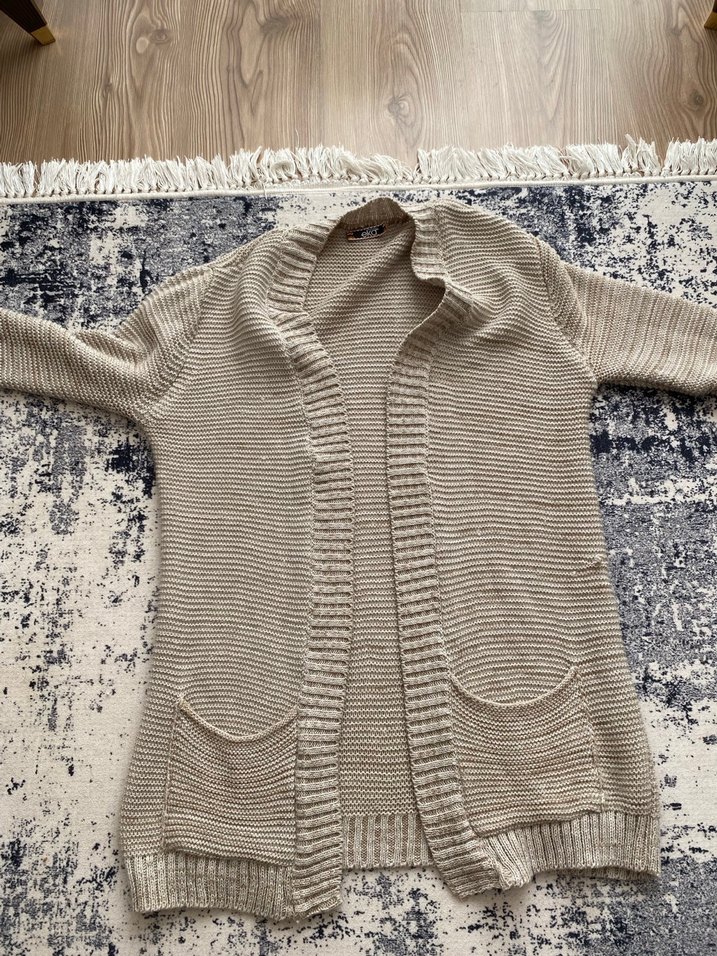 Bej Bohem Tarz Midi Kadın Hırka - Görsel 4