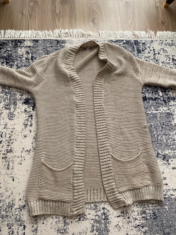 Bej Bohem Tarz Midi Kadın Hırka - Görsel 3